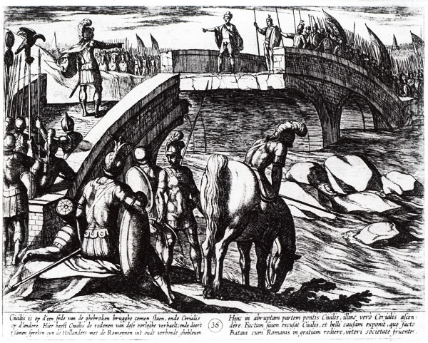 Otto Vaenius, Negotiations between Civilis and the Romans across the river IJssel (1612).