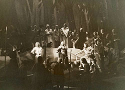 Jan Musch on the stage as Claudius Civilis in the play Vrij volk - click to view large image